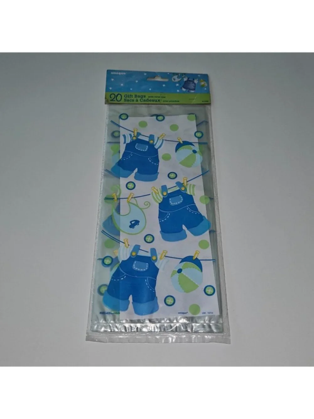 NEW Baby Boy 1st Birthday Loot Gift Bags Blue Green Overalls Bibs Baby Shower